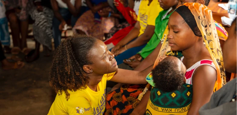Young women participating in a community activity